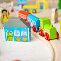 Bigjigs houten treinset stad en land, 101dlg. - thumbnail