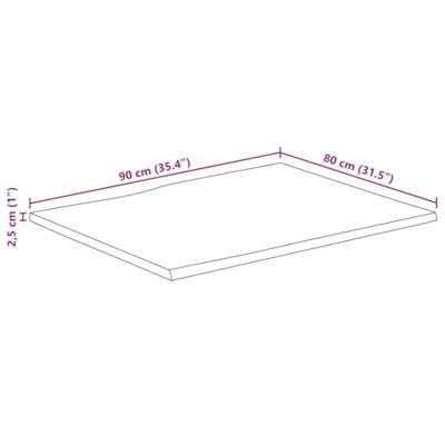 Tafelblad met natuurlijke rand 90x80x2,5 cm massief mangohout