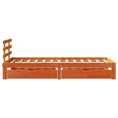 Bedframe met lades massief grenenhout wasbruin 100x200 cm
