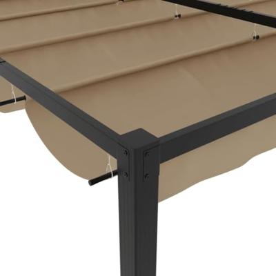 VidaXL Prieel met uittrekbaar dak 3x3 m staal taupe