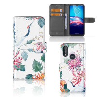 Bookcase Moto E6s Telefoonhoesje met Pasjes Bird Flowers - thumbnail