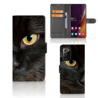 Samsung Galaxy Note20 Ultra | Telefoonhoesje | Met pasjeshouder | Zwarte Kat - thumbnail