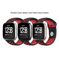 Fitbit Versa 1 / 2 & Lite sportbandje - Maat: Small - Zwart + Rood - thumbnail