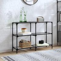 Wandtafel met transparant glazen blad 118,5x30x81 cm staal - thumbnail