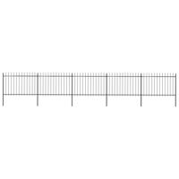 Tuinhek met speren bovenkant 8,5x1,2 m staal zwart - thumbnail