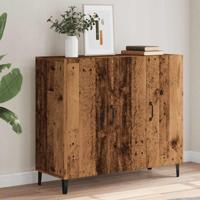 Dressoir 90x34x80 cm bewerkt hout oud houtkleurig - thumbnail