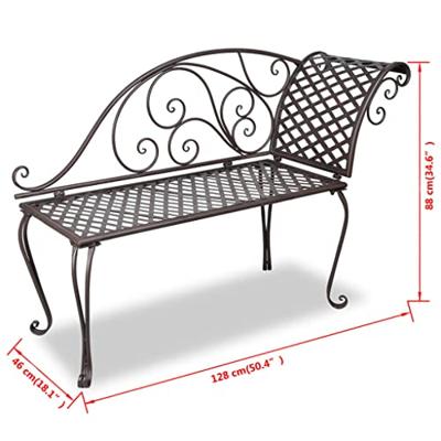 VidaXL Chaise longue 128 cm staal antiekbruin VidaXL Chaise longue 128 cm staal antiekbruin
