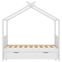 Kinderbedframe met lade massief grenenhout wit 80x160 cm - thumbnail