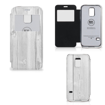 Samsung Galaxy S5 Mini Book Style Case White Wood
