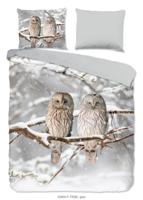Good Morning Dekbedovertrek "uilen in winterlandschap" - Grijs - (240x200/220 cm) - Katoen Flanel - thumbnail