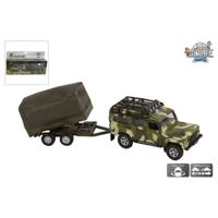 Kids Globe die-cast land rover met aanhanger leger, 27cm - thumbnail