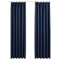 VidaXL Gordijnen verduisterend met haken 2 st 140x175 cm blauw - thumbnail