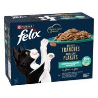 Felix Heerlijke Plakjes Vis Selectie met zalm, tonijn, kabeljauw, schol in gelei natvoer kat 2 x (24 x 80 g) - thumbnail