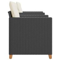 3-delige Bistroset met kussens poly rattan en acaciahout zwart - thumbnail