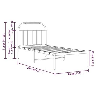 Bedframe met hoofdbord metaal zwart 80x200 cm