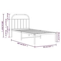 Bedframe met hoofdbord metaal zwart 80x200 cm - thumbnail