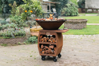 RJRoyal Living Companero XXL 2.0 Cortenstaal barbecue incl. pook en houtopslag Ø80cm- - Cortenstaal- RJRoyal Living - thumbnail