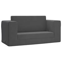 Kinderslaapbank 2-zits zacht pluche antracietkleurig - thumbnail