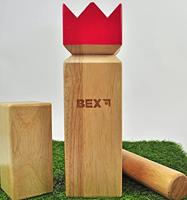 Kubb pro rubberhout met rode koning - thumbnail