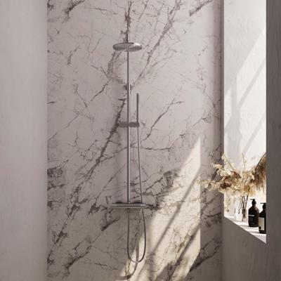 Regendoucheset Opbouw Brauer Brushed Carving 30 cm Thermostatisch met Handdouche 3-Standen Geborsteld RVS