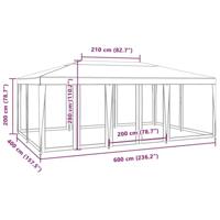 Partytent met 10 mesh zijwanden 6x4 m HDPE groen - thumbnail