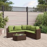 6-delige Loungeset met kussens poly rattan bruin - thumbnail
