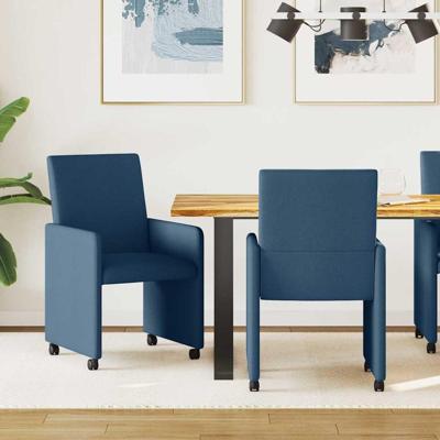 Eetkamerstoel met kussen 2 pcs Blauw 57 x 66 x 94 cm Stof