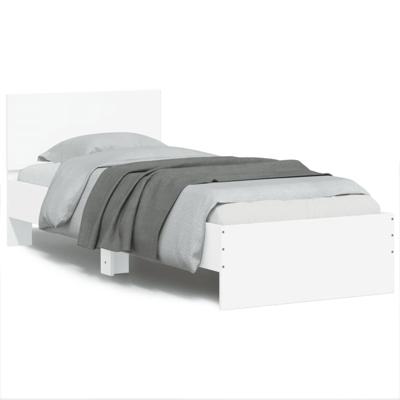 Bedframe met hoofdbord en LED-verlichting wit 75x190 cm
