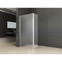 Comfort zijwand draaibaar links 350 x 2000 x 10 mm nano melkglas/chroom - thumbnail