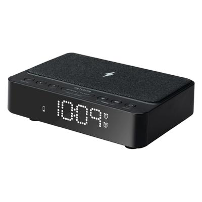 Aiwa CR-30BK Draadloze wekker, draadloos opladen van 5 W, PLL-FM-radio met 10 vooraf ingestelde stations en dubbele alarmen met radio- of pieptoonopties
