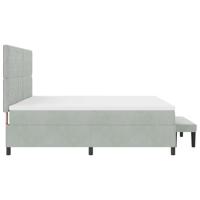 Boxspring Bed met Matras & Bank Lichtgrijs 200x200 cm Fluweel - thumbnail