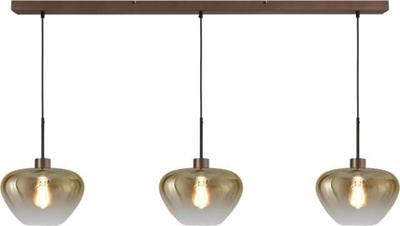 Masterlight 3-lichts hanglampGenua bruin met goud glas Ø 29cm - 2971-15-15-130-3-29