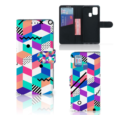 Samsung Galaxy M31 | Book Case | Blokken Kleurrijk Samsung Galaxy M31 | Book Case | Blokken Kleurrijk