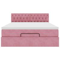 Ottoman bed met matras en LED's 140x190cm fluweel roze - thumbnail