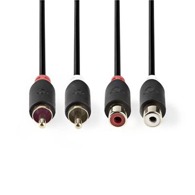 Nedis Stereo-Audiokabel | 2x RCA Male | 2x RCA Female | 2 m | 1 stuks - CABW24205AT20 CABW24205AT20