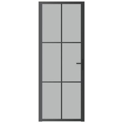 Binnendeur 76x201,5 cm matglas en aluminium zwart