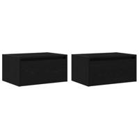 Nachtkastjes met LED's 2 st wandgemonteerd zwart eiken - thumbnail