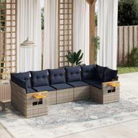 7-delige Loungeset met kussens poly rattan grijs - thumbnail