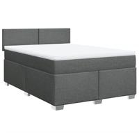 Boxspring met matras stof donkergrijs 140x200 cm - thumbnail