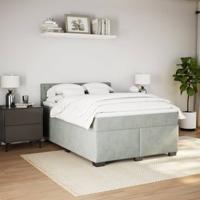 Boxspring met matras fluweel lichtgrijs 140x190 cm - thumbnail