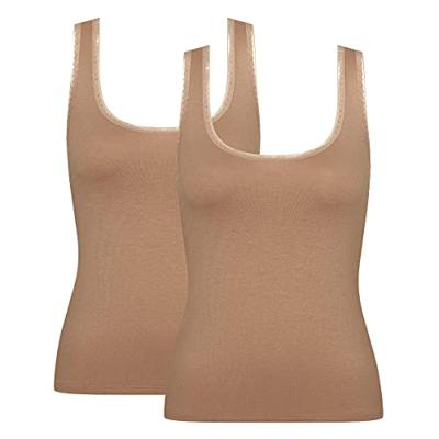 2-pack dames hemden GO brede band - Biologisch katoenen dames onderhemd - Ronde hals