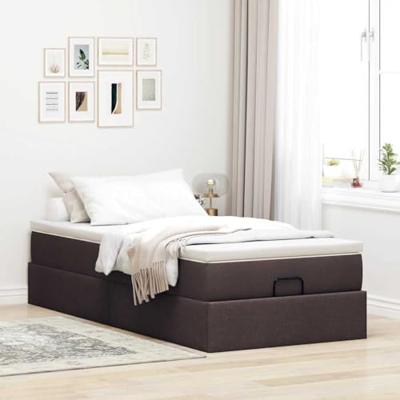 Ottoman bed met matras 100x200cm stof donkerbruin