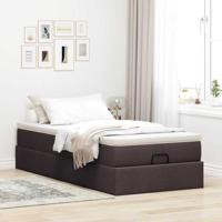 Ottoman bed met matras 100x200cm stof donkerbruin - thumbnail