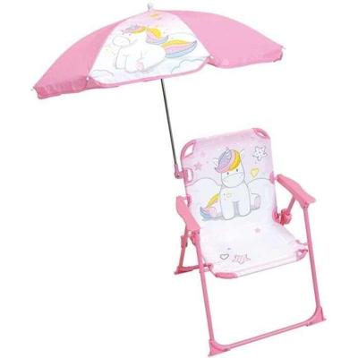FUN HOUSE Unicorn Camping klapstoel met parasol - H.38.5 x B.38.5 x D.37.5 cm + parasol ø 65 cm - Voor kinderen