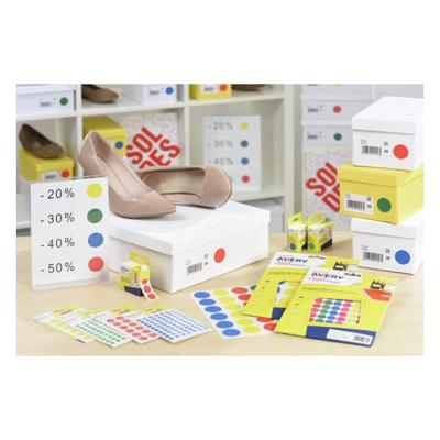Etiket Avery A5 papier rond 15mm ROOD 960 stuks 96 per vel