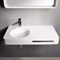 Fontein Ideavit Solidbrio 90x48x14 cm Solid Surface Mat Wit - thumbnail
