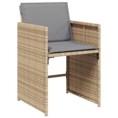 Tuinstoelen 4 st met kussens poly rattan gemengd beige - thumbnail