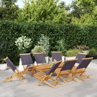 Tuinstoelen 8 st inklapbaar massief hout en stof antracietkleur - thumbnail