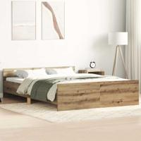 Bedframe zonder matras spaanplaat artisanaal eikenkleurig - thumbnail