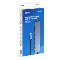 Savio AK-82 interface hub USB Type-C 5000 Mbit/s Zwart - thumbnail
